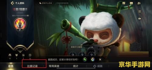 揭秘英雄联盟手游比赛记录查看方法，助你快速提升游戏水平