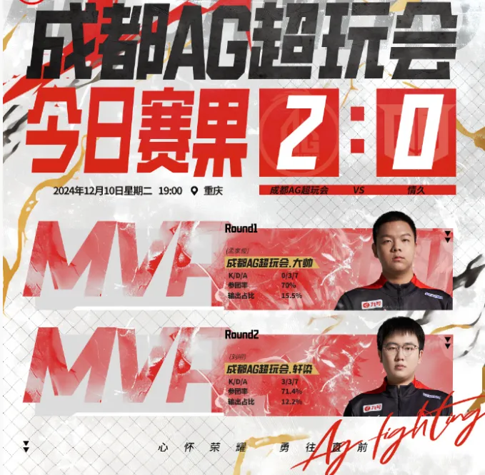 AG挑杯惊天逆转！2-0战胜情久，老艺术家一诺督战显神威，新人小俞状态爆棚