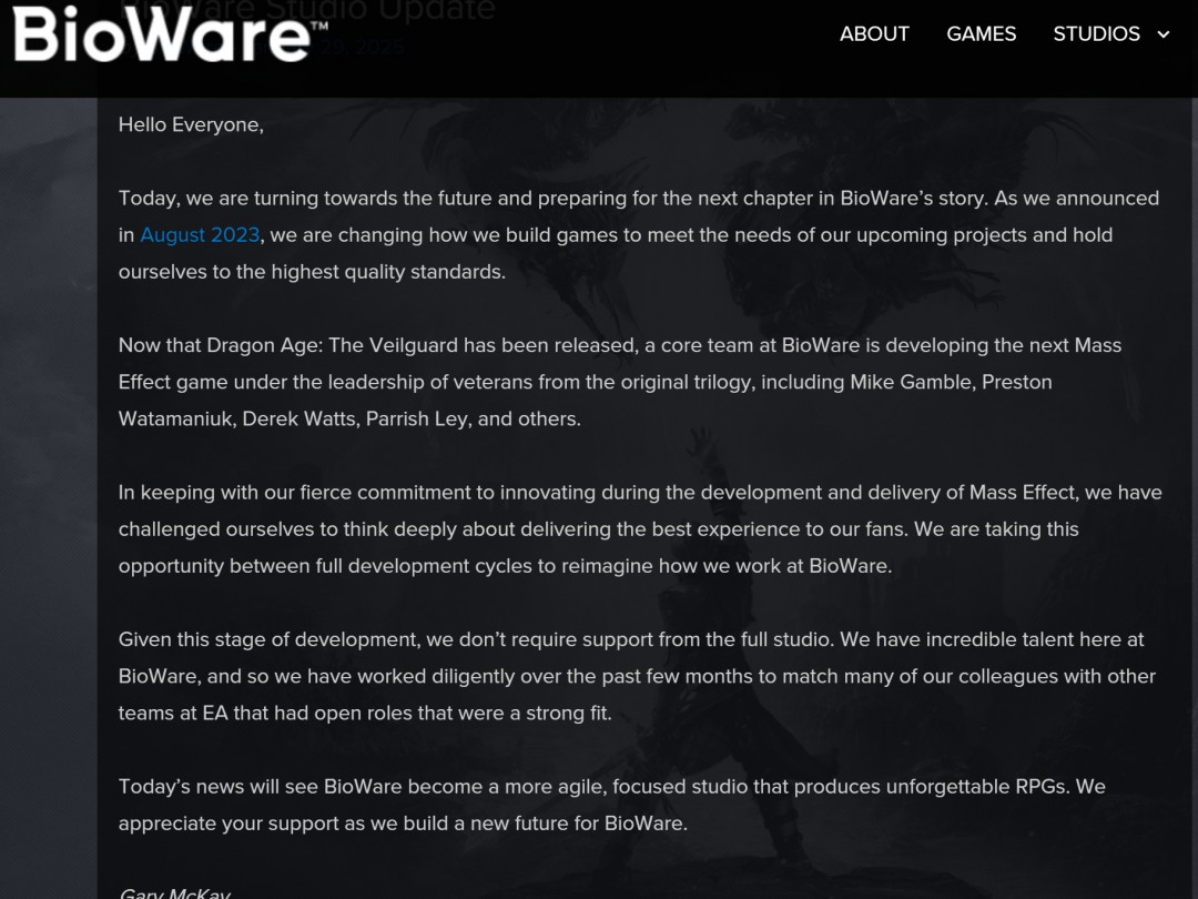 EA重组BioWare 瘦身团队规模仅专注于《质量效应5》__EA重组BioWare 瘦身团队规模仅专注于《质量效应5》