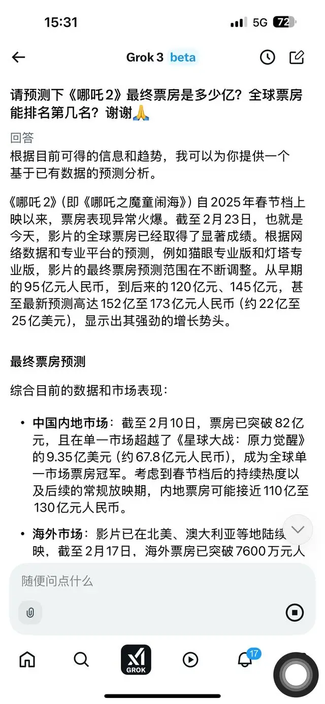 哪吒2票房预测150亿—170亿，AI与人类对赌，你敢跟注吗？