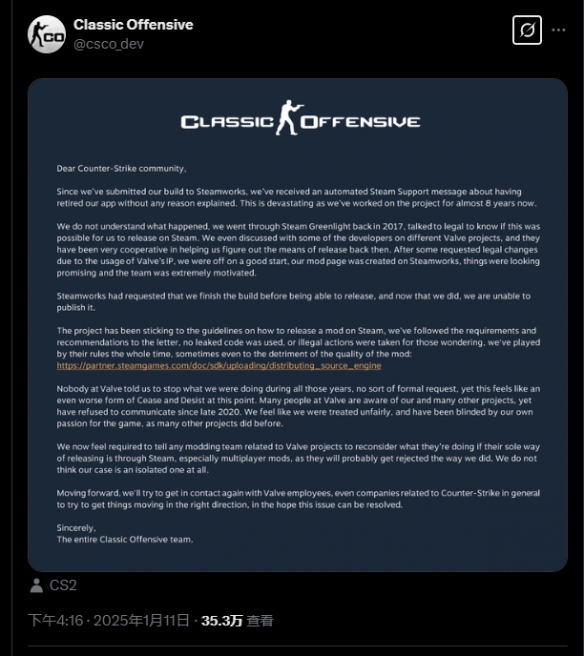 《CS2》还原《CS1.6》mod能否上架？Valve态度成谜__《CS2》还原《CS1.6》mod能否上架？Valve态度成谜