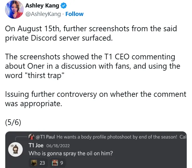 T1与记者Ashley冲突升级，称自己被拉黑名单__T1与记者Ashley冲突升级，称自己被拉黑名单
