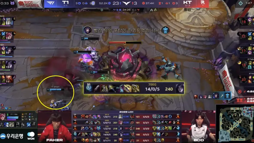 T1更换AD，Smash再度出战，2-0轻松横扫KT！Faker达成千场成就_T1更换AD，Smash再度出战，2-0轻松横扫KT！Faker达成千场成就_