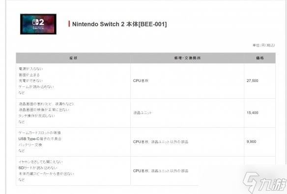 任天堂Switch 2主机维修收费标准公布！这价格你能接受吗？