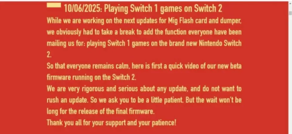 _Switch2破解猝不及防！MIG卡正式宣布支持，老牌烧录卡R4跟进！_Switch2破解猝不及防！MIG卡正式宣布支持，老牌烧录卡R4跟进！