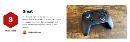Nintendo Switch 2 Pro手柄评测出炉！8分成绩能否服众？