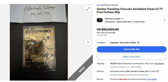 万智牌×最终幻想联动炒疯了！一张稀有金卡卖36万_万智牌×最终幻想联动炒疯了！一张稀有金卡卖36万_